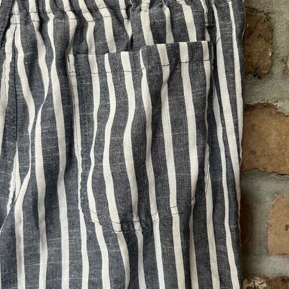 4our Dreamers Womens Blue/White Cotton Striped Beach Lounge Pants Size S EUC - Picture 3 of 12